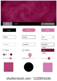 Light Pink vector ui ux kit with space stars. Colorful ui/ux kit with header consisted of clouds & stars. Beautiful layout for websites, landing pages.