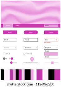 Light Pink vector ui ux kit with lines, ovals. Colorful illustration in abstract memphis style with gradient. Simple colorful design for websites.