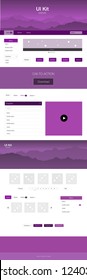 Light Pink vector ui ux kit with hills and rocks. Decorative ui kit design in abstract style with colorful rocks. Simple colorful design for tourist websites.