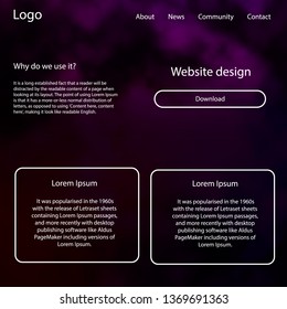 Light Pink vector ui ux kit with space stars. Colorful ui/ux kit with header consisted of clouds & stars. Beautiful layout for websites, landing pages.