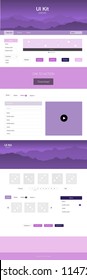 Light Pink vector web ui kit with mountains. Simple Material Design Kit with colorful mountains in header. Modern template for your landing page.