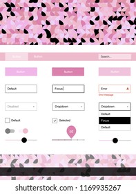 Light Pink vector web ui kit with spheres. Decorative ui kit design in abstract style with colorful dots. Simple colorful design for websites.