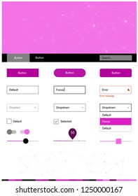 Light Pink vector web ui kit in polygonal style with circles. Simple Material Design Kit with colorful triangles, circles. This sample is for your website.