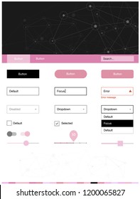 Light Pink vector wireframe kit with crystals, circles. Ui kit design in abstract style with colorful crystals, circles. Modern template for your landing page.
