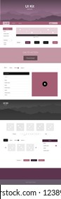 Light Pink vector wireframe kit with nature. Colorful ui/ux kit with header consisted of hills & rocks. Beautiful layout for websites, landing pages.