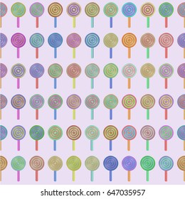 Light Pink Vintage Summer Small Pastel Colorful Candy Lollipops Seamless Pattern - Vector Illustration