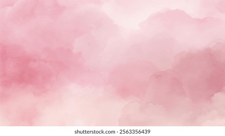 Light pink watercolor clouds create a soothing backdrop, ideal for elegant designs.