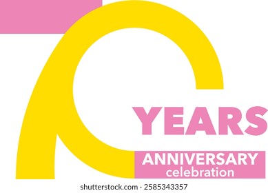 light pink and yellow color number 70 with word years light pink color and word anniversary celebration white color.