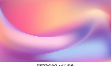 Light pink yellow gradient iridescent background. Rainbow colored pearlescent bg. Unicorn modern hologram neon wallpaper. Chrome cosmic print. Vector illustration, EPS 10.