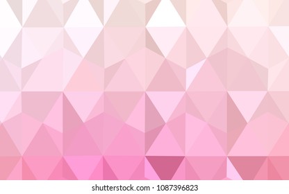 Light Pink, Yellow vector abstract mosaic backdrop. Triangular geometric sample with gradient.  Triangular pattern for your design.