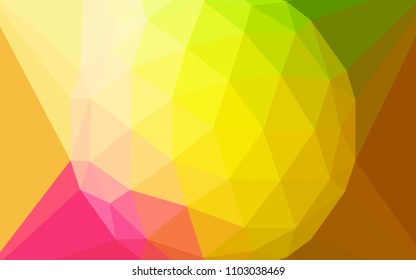 Light Pink, Yellow vector abstract polygonal pattern with a gem in a centre. Illustration in Origami style with gradient.  Template for cell phone's backgrounds.
