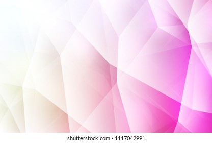 Light Pink, Yellow vector abstract polygonal background. Shining polygonal illustration, which consist of triangles. Completely new template for your banner.