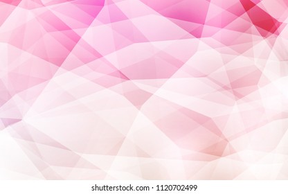 Light Pink, Yellow vector abstract polygonal template. A sample with polygonal shapes. Triangular pattern for your design.