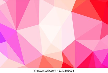 Light Pink, Yellow vector abstract polygonal background. Triangular geometric sample with gradient.  New template for your brand book.
