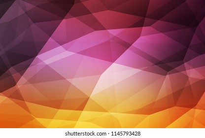 Light Pink, Yellow vector abstract polygonal background. Triangular geometric sample with gradient.  Template for cell phone's backgrounds.