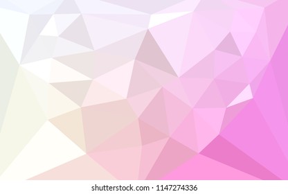 Light Pink, Yellow vector abstract mosaic backdrop with a heart in a centre. Colorful abstract illustration with triangles. Triangular pattern for your design.