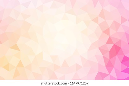 Light Pink, Yellow vector abstract mosaic pattern. Shining polygonal illustration, which consist of triangles. Pattern for a brand book's backdrop.