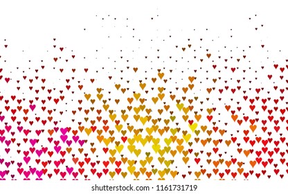 Light Pink, Yellow vector abstract lovely pattern with Hearts on white background. Happy Valentine's Day Greeting Card with small hearts. Stock template for your romantic ad, leaflet, banner.