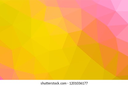 Light Pink, Yellow vector abstract polygonal layout. Shining illustration, which consist of triangles. The textured pattern can be used for background.