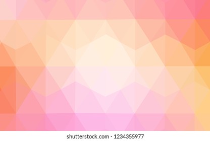 Light Pink, Yellow vector abstract mosaic backdrop. Triangular geometric sample with gradient.  Brand new style for your business design.