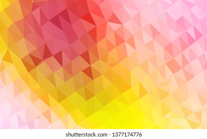 Light Pink, Yellow vector abstract polygonal texture. Triangular geometric sample with gradient.  Template for your brand book.