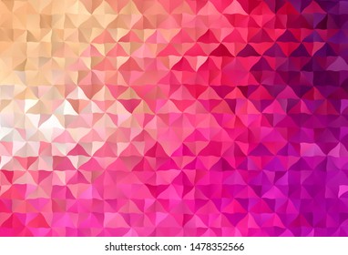 Light Pink, Yellow vector abstract polygonal background. Shining polygonal illustration, which consist of triangles. A completely new design for your leaflet.