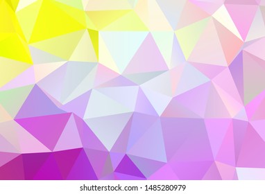 Light Pink, Yellow vector abstract mosaic pattern. Glitter abstract illustration with an elegant triangles. Triangular pattern for your design.