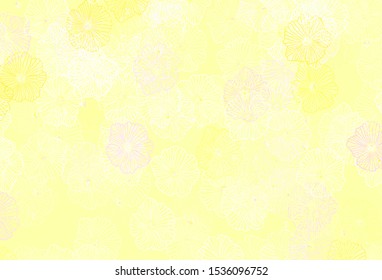 Light Pink, Yellow vector abstract backdrop with leaves. Flowers with gradient on white background. Hand painted design for web, wrapping.