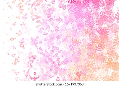 Light Pink, Yellow vector abstract design with leaves. Modern geometrical abstract illustration with leaves. Hand painted design for web, wrapping.