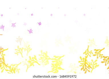 Light Pink, Yellow vector abstract design with sakura. Leaves, branches in natural style on white background. New template for your design.