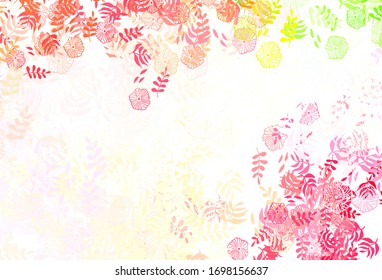 Light Pink, Yellow vector abstract pattern with leaves, flowers. Creative illustration in blurred style with leaves, flowers. Elegant pattern for your brand book.