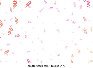 Fondo abstracto del vector amarillo claro con hojas. Doodles con hojas sobre fondo borroso. Diseño pintado a mano para web, folletos.
