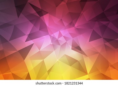 Fondo de mosaico abstracto de vector amarillo y rosa claro. Ilustración geométrica en estilo Origami con gradiente.  Un diseño completamente nuevo para su prospecto.