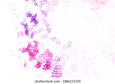 Light Pink, Yellow vector abstract design with leaves. Brand new colored illustration in blurry style with leaves. Doodle design for your web site.