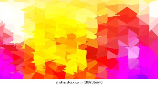 Fondo de triángulo abstracto de vector amarillo, rosa claro. Ilustración abstracta con triángulos de gradiente elegantes. La mejor opción para tu diseño.