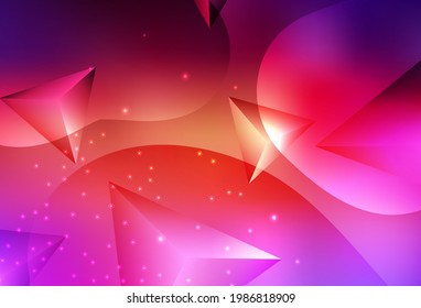 Hellrosa, gelber Vektorgrafik Abstrakte Illustration mit bunten Scheiben und Dreiecken. Unscharfes dekoratives Design im abstrakten Stil mit Blasen. Einfaches Design für Ihre Website.