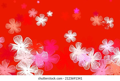 Light Pink, Yellow vector abstract background with flowers. Doodle illustration of flowers in Origami style. New template for your brand book.