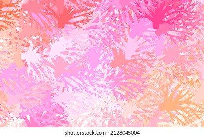Diseño abstracto de vector amarillo claro rosa con hojas, ramas. Ilustración con garabatos en plantilla abstracta. Patrón para jefes de sitios web, diseños.