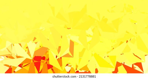 Plantilla de triángulo abstracto vectorial de color rosa claro y amarillo. Ilustración abstracta moderna con triángulos poligonales. Patrón inteligente para sitios web.
