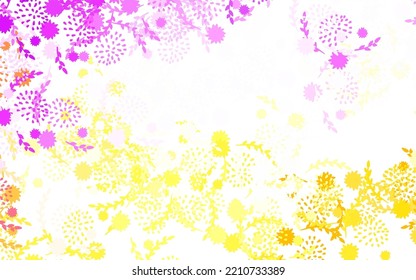 Light Pink, Yellow vector abstract design with flowers Sketchy doodle flowers on white background. Brand new style for your business design.