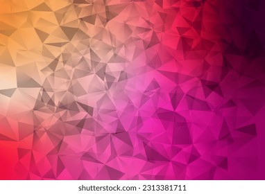 Patrón de mosaico abstracto de vector amarillo y rosa claro. Ilustración colorida de estilo poligonal con gradiente. Patrón texturizado para sus antecedentes.