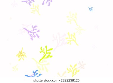 Hellrosa, gelber, abstrakter Hintergrund mit Sakura. Kreative Illustration im unscharfen Stil mit Blättern, Ästen. Muster für Kopf der Websites, Designs.