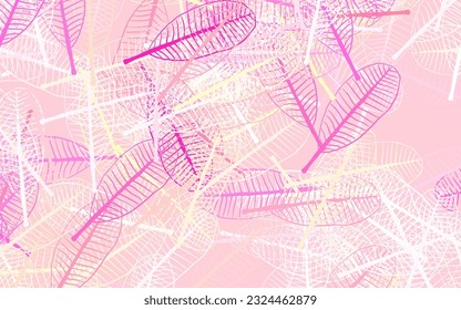 Light Pink, Yellow vector abstract background with leaves. Glitter abstract illustration with doodles and leaves. The best design for your business.