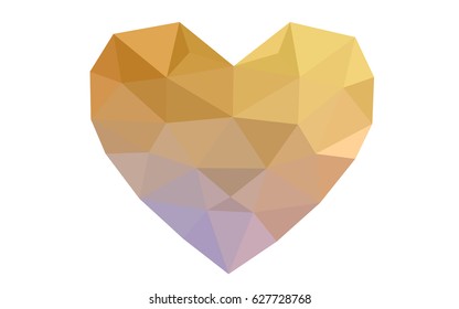 Light Pink, Yellow vector abstract glitter heart shape on white background in love concept for valentine's day with sweet and romantic moment. Polygonal design for your business.