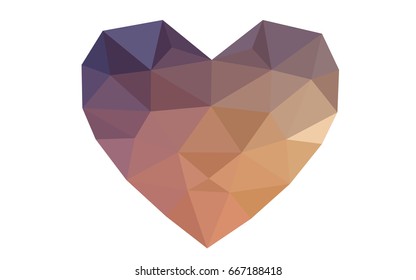 Light Pink, Yellow vector abstract Triangle Geometrical Heart on white polygonal background. Happy Valentine's Day Greeting Card. Stock template for your design.