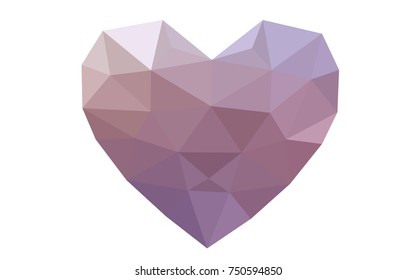 Light Pink, Yellow vector abstract Triangle Geometrical Heart on white polygonal background. Happy Valentine's Day Greeting Card. Stock template for your design.