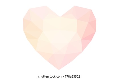Light Pink, Yellow vector abstract glitter heart shape on white background in love concept for valentine's day with sweet and romantic moment. Polygonal design for your business.