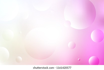 Light Pink, Yellow vector backdrop with dots. Blurred decorative design in abstract style with bubbles. Pattern can be used for futuristic ad, booklets.