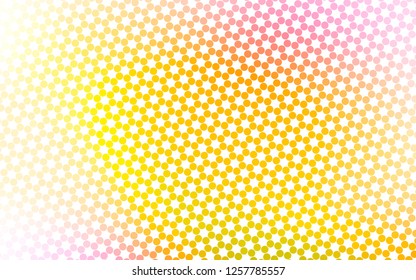 Light Pink, Yellow vector backdrop with dots. Glitter abstract illustration with blurred drops of rain. Design for posters, banners.