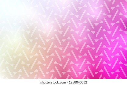 Light Pink, Yellow vector backdrop with lines, triangles. Triangles on abstract background with colorful gradient. Pattern for commercials.